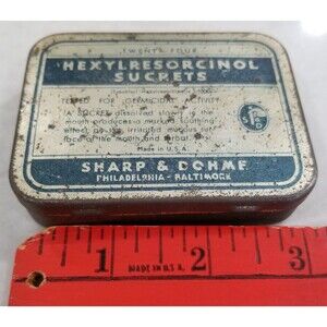 vintage tin for Hexylresorcinol Sucrets 50s